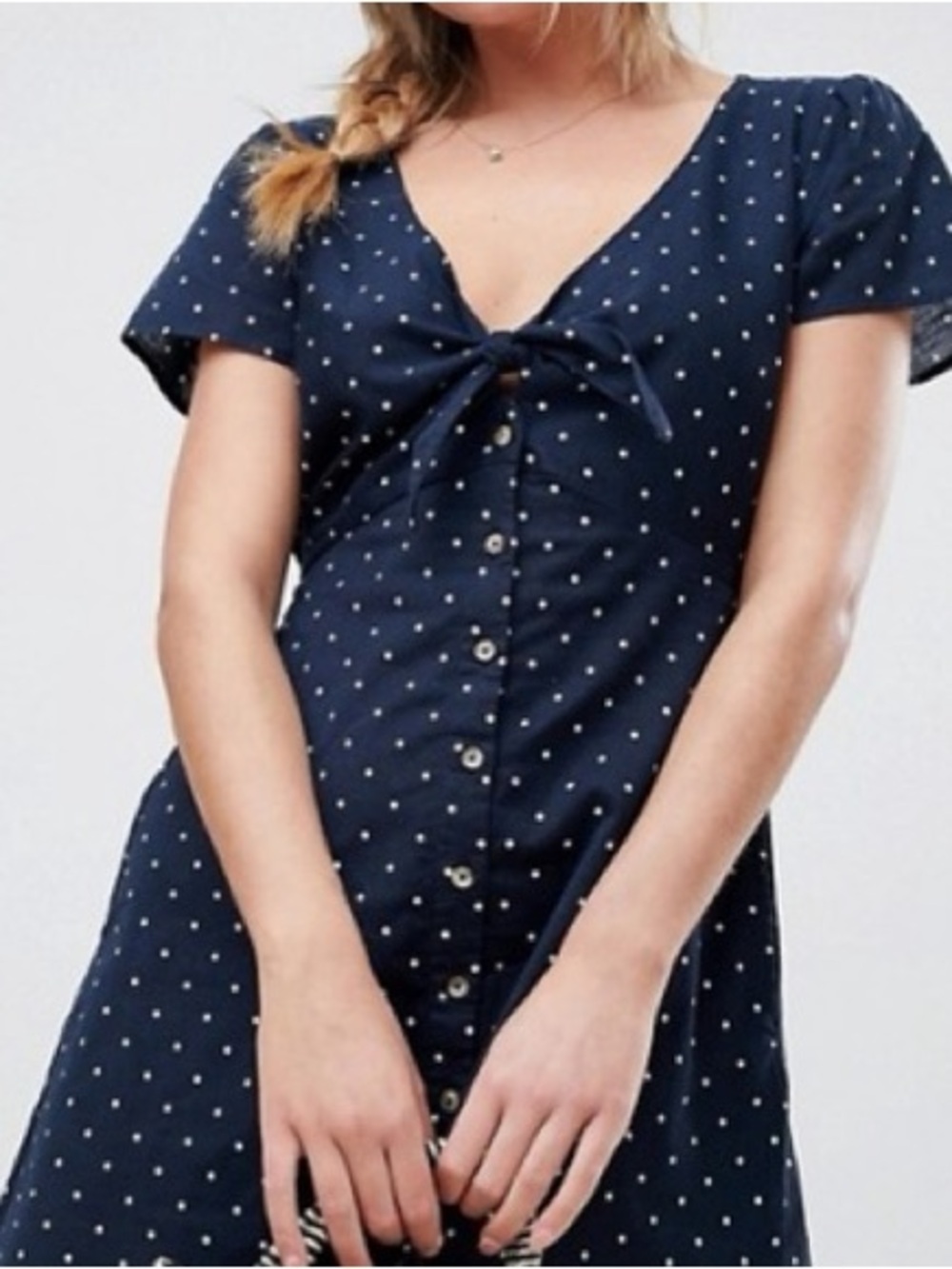 Abercrombie & Fitch Navy Blue Polka Dot Mini Dress Size XL
